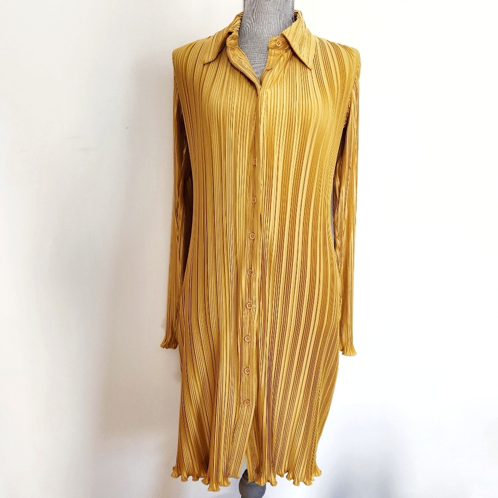 NWT WhoWhatWear Gold Accordion Dress